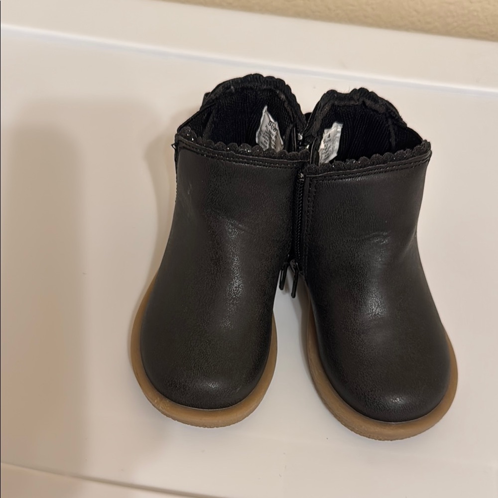 Black Leather Kids Boots